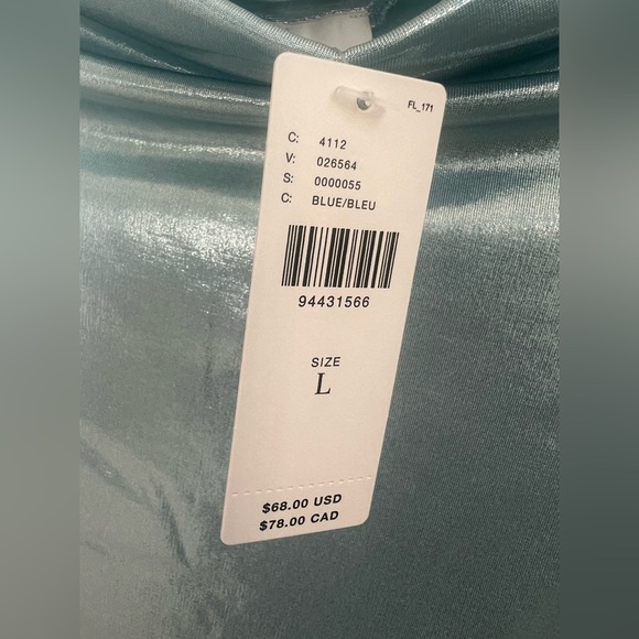 NWT new large Anthropologie Maeve mock neck metallic shine ruched tank top blue - Picture 6 of 17